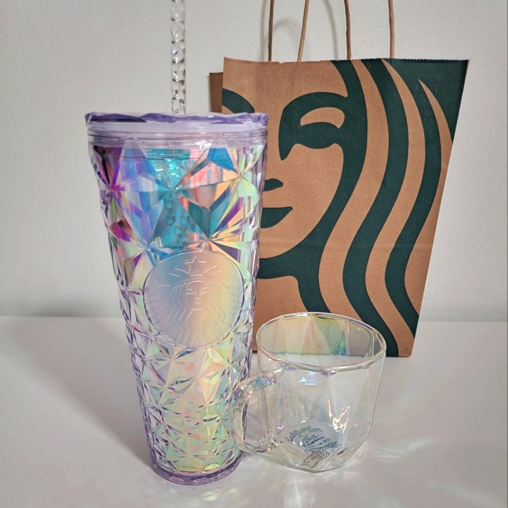 Starbucks 2023 New Release Diamond Iridescent Unicorn Holiday Tumbler Glass Mug - Picture 6 of 10